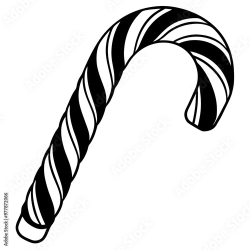 A classic striped candy cane, curved and with clean, sharp lines vector