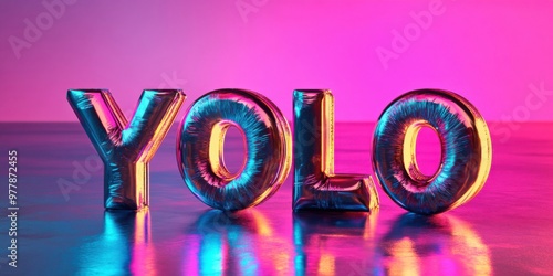 Vibrant YOLO Typography in Neon Lights for a Modern Lifestyle Statement photo