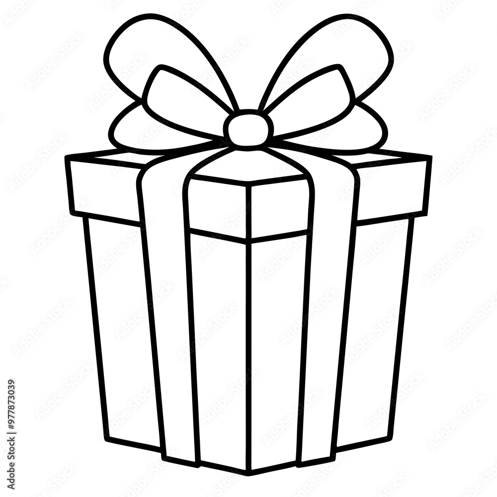A gift box with a bow on top, featuring a simple pattern or design vector A gift box with a bow on top, featuring a simple pattern or design vector