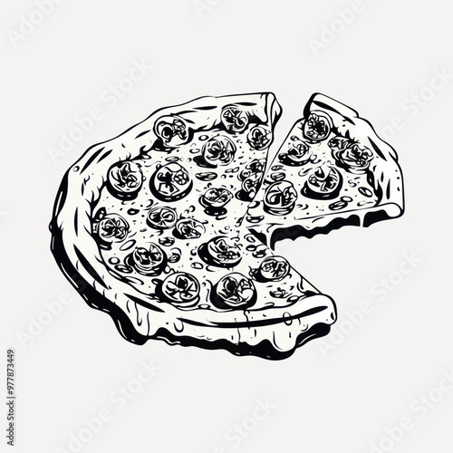 Delicious hand-drawn pepperoni pizza