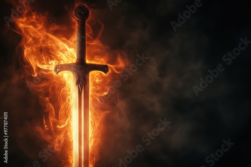 background with the image of a flaming sword