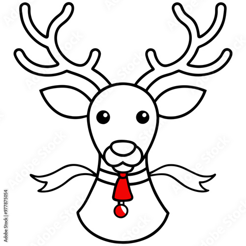 A reindeer with antlers adorned with bells or ribbons, and a red nose vector