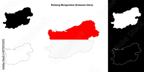 Bolaang Mongondow blank outline map set photo