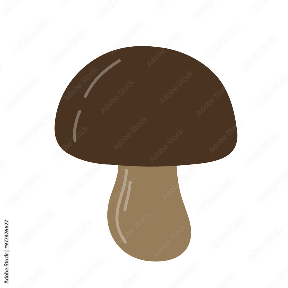 Simple illustration of a brown mushroom with a light beige stem, perfect for autumn-themed designs, nature-related projects, or food icons. Ideal for eco-friendly and culinary illustrations Simple illustration of a brown mushroom with a light beige stem, perfect for autumn-themed designs, nature-related projects, or food icons. Ideal for eco-friendly and culinary illustrations