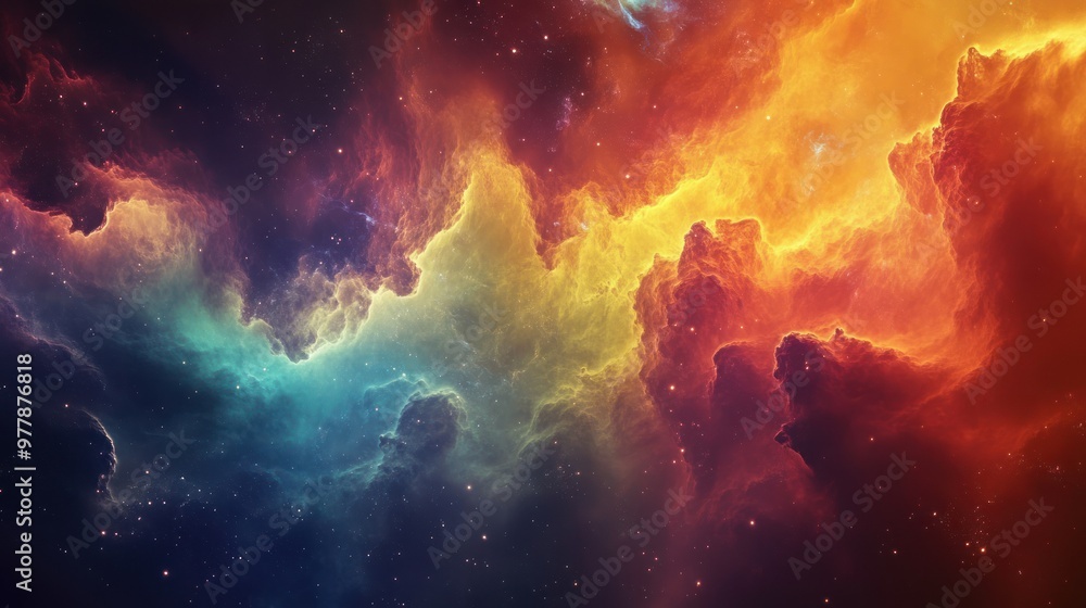 Obraz premium A Cosmic Landscape of Vivid Nebulae and Twinkling Stars
