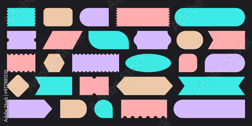 Colorful discount stickers icon collection. Empty geometric rectangle frames set. Simple Blank Tag Label Stamp coupon mark. Sale Promotion offer advertising element for design