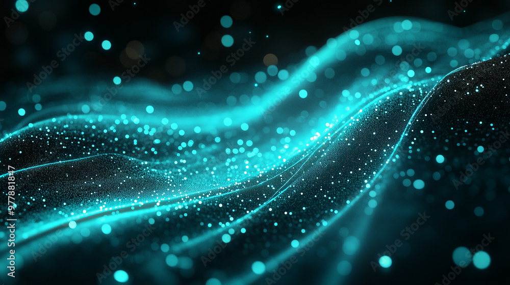 Abstract Wave of Light Particles, Glowing Futuristic Digital Background Abstract Wave of Light Particles, Glowing Futuristic Digital Background