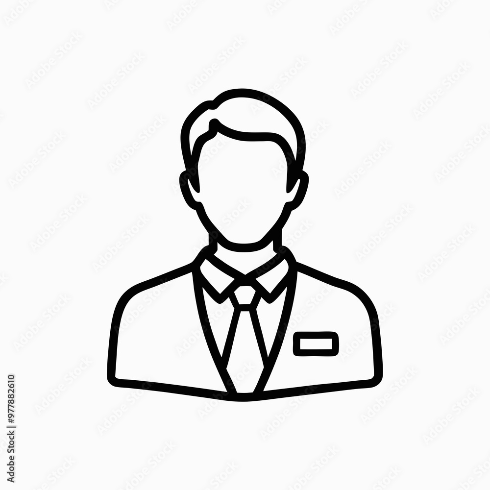 Minimalist outline of a professional man in suit representing a businessman or service representative
Minimalist outline of a professional man in suit representing a businessman or service representative