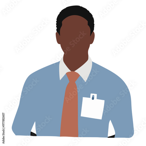 Anonymous man in formal shirt and tie with ID badge on a plain background for copy space