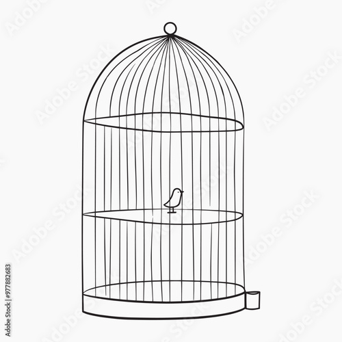 Minimalist birdcage with bird