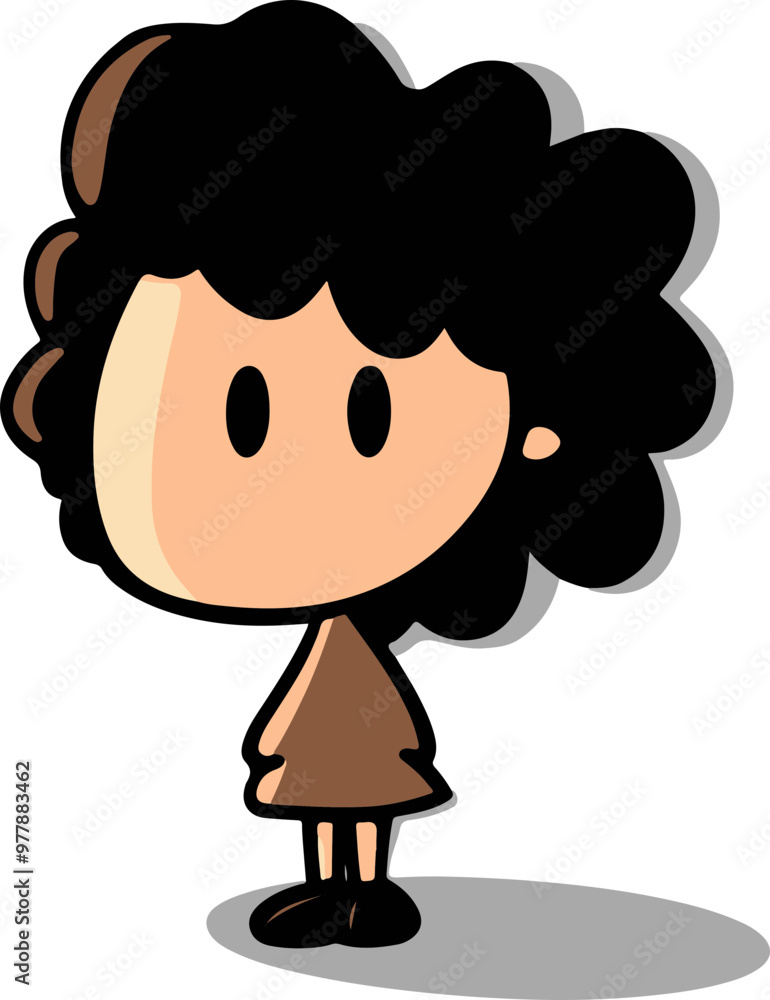 Playful Vector Character with Curly Hair Design Playful Vector Character with Curly Hair Design