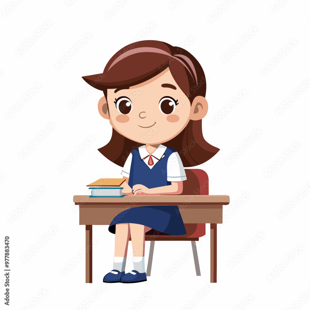 Cute little girl sitting on the desk studying writing on notebook doing her homework at home Cute little girl sitting on the desk studying writing on notebook doing her homework at home