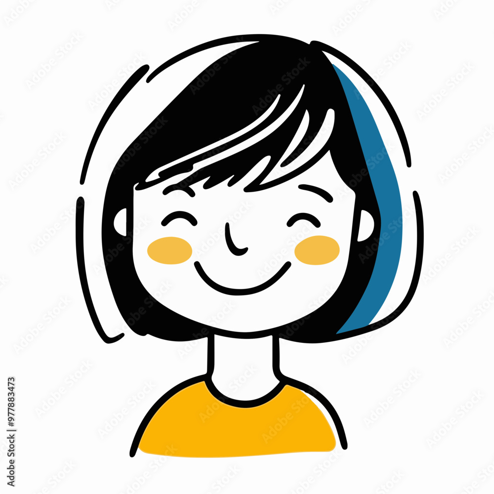 Cheerful Vector Illustration of a Smiling Girl Cheerful Vector Illustration of a Smiling Girl
