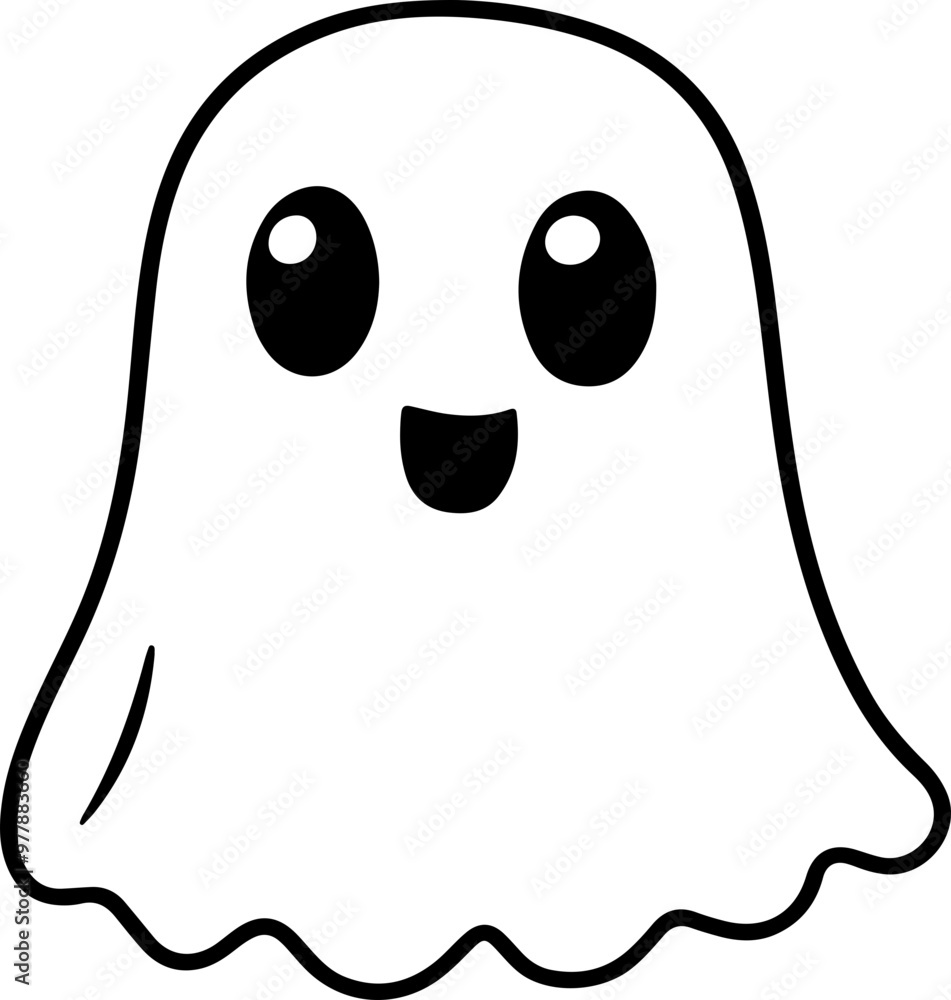 Cute Cartoon Ghost Illustration in Vector Style Cute Cartoon Ghost Illustration in Vector Style