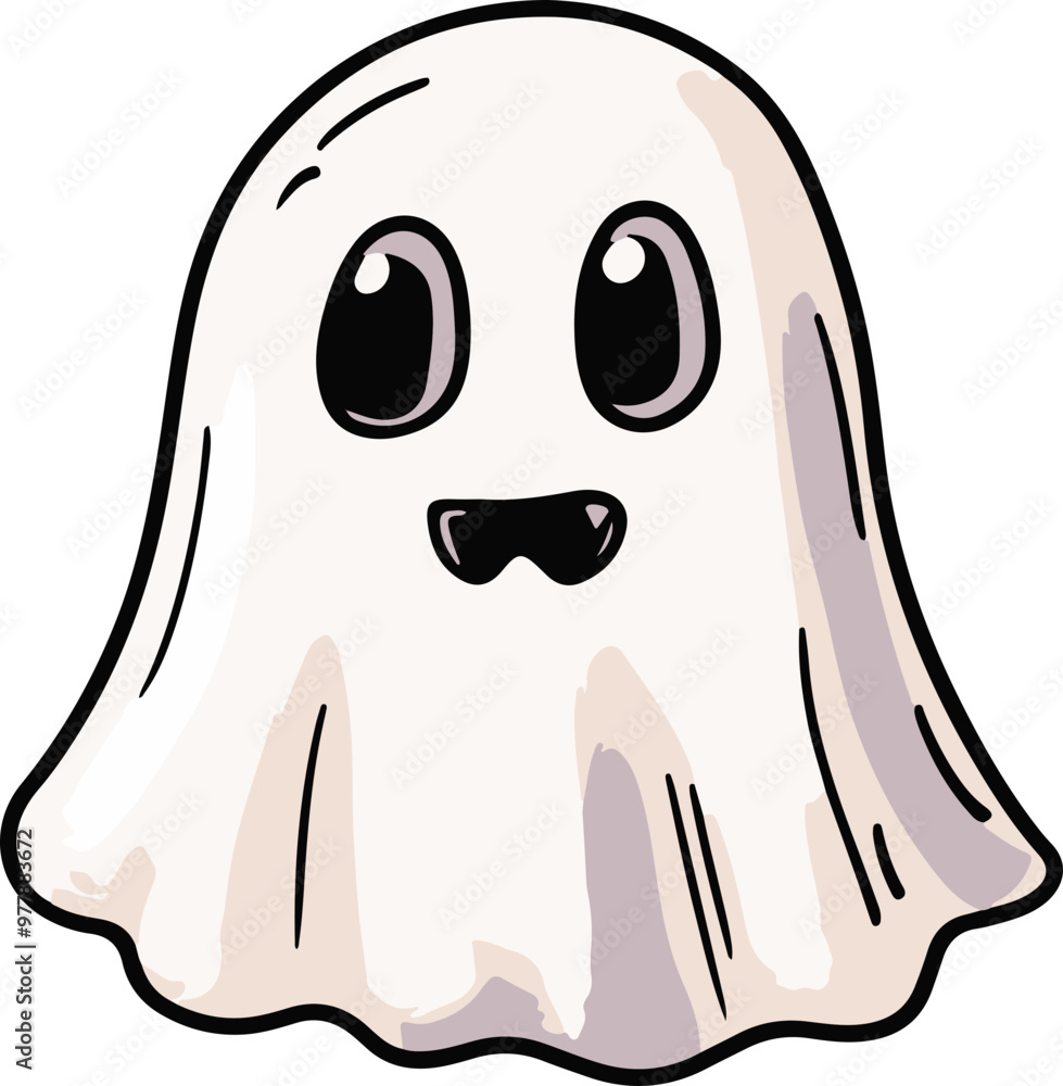 Playful Cartoon Ghost with Big Eyes and Smile Playful Cartoon Ghost with Big Eyes and Smile