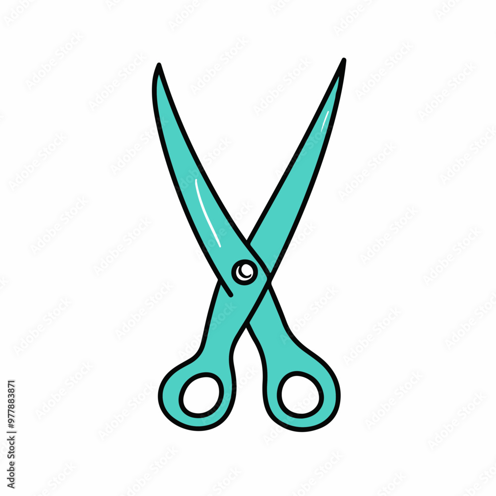 Vector Illustration of Stylish Scissors in Turquoise Vector Illustration of Stylish Scissors in Turquoise