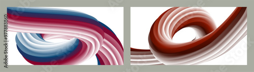 Abstract volumetric background. Cords. set of two illustrations. Toothpaste in a tube. Minimalism. Creative modern background. Cover design, wallpaper, background. eps vector.