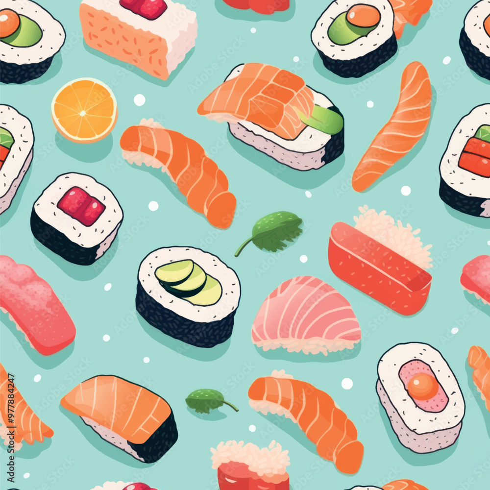 Colorful sushi pattern design Colorful sushi pattern design