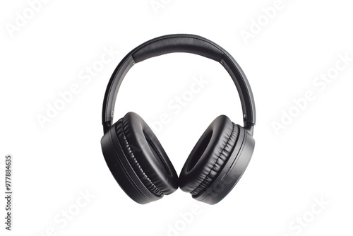 Black Wireless Over-Ear Headphones Front View - Isolated on White Transparent Background, PNG 