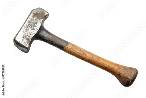 Rustic Hammer with Worn Wooden Handle - Isolated on White Transparent Background, PNG 