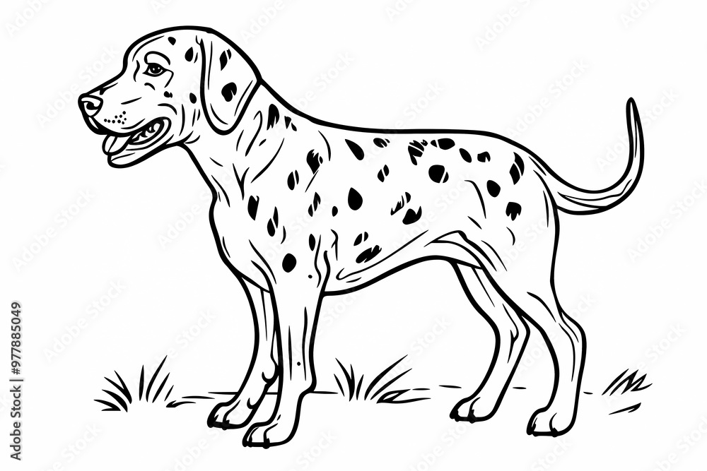 Fototapeta premium Cute coloring page featuring a playful dog for kids creativity.