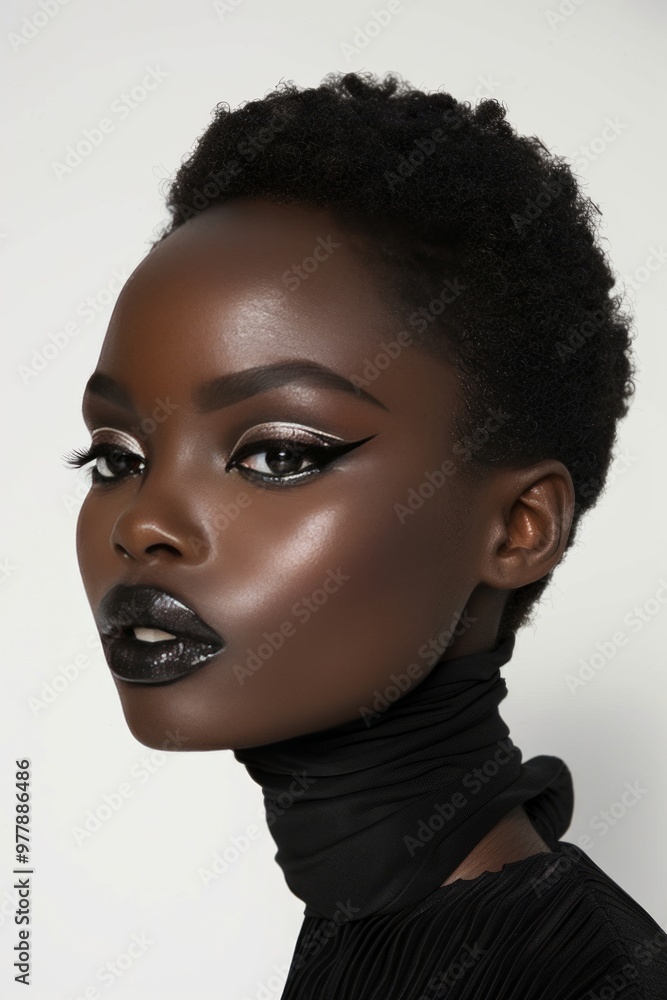 Portrait of a black woman wearing strong black make up Portrait of a black woman wearing strong black make up