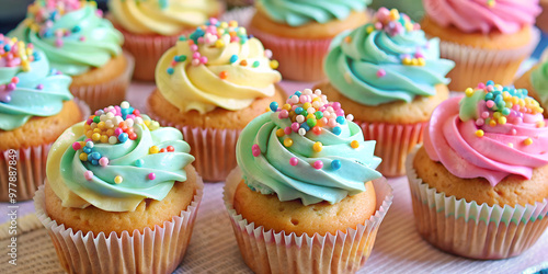 cupcakes with frosting and sprinkles