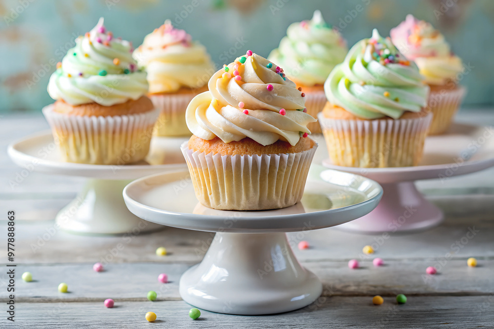 cupcakes with cream and sprinkles cupcakes with cream and sprinkles