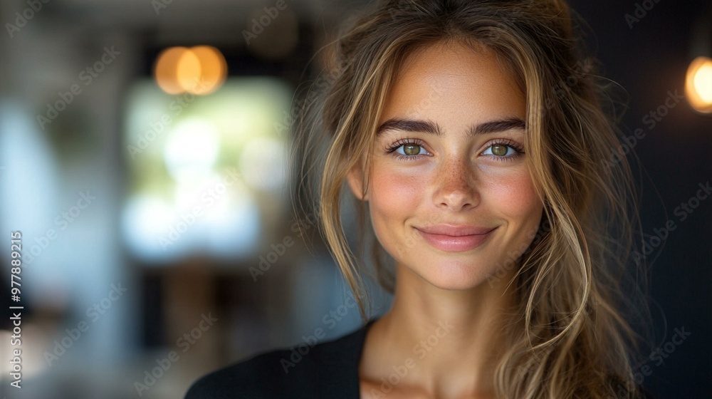 a Portrait of a happy female real estate agent, smiling confidently in a professional setting. a Portrait of a happy female real estate agent, smiling confidently in a professional setting.