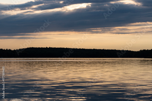 Sunrise Over Calm Wolseley Bay, French River Ontario photo