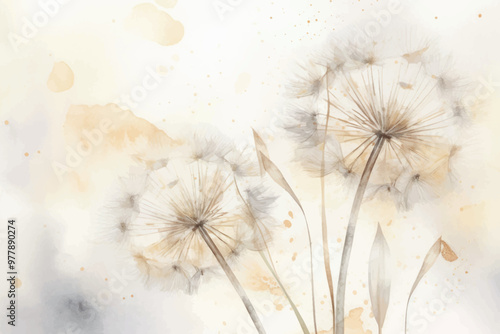 Delicate watercolor dandelion illustration