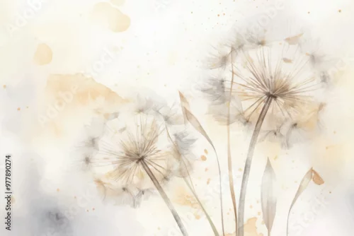 Obraz Delicate watercolor dandelion illustration