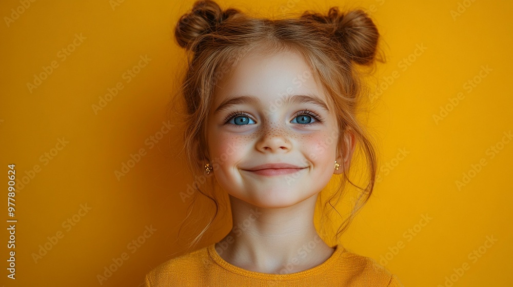 a Funny child schoolgirl making a silly face on a bright yellow background, capturing playful and joyful emotions. a Funny child schoolgirl making a silly face on a bright yellow background, capturing playful and joyful emotions.