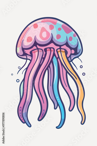 Colorful cartoon jellyfish illustration