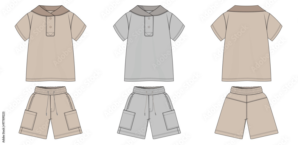 Set of kids clothing vector illustrations Set of kids clothing vector illustrations