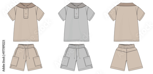 Set of kids clothing vector illustrations
