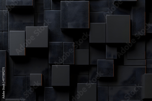 abstract geometric background from black cubes. minimalistic design. cubes at different levels. matte texture