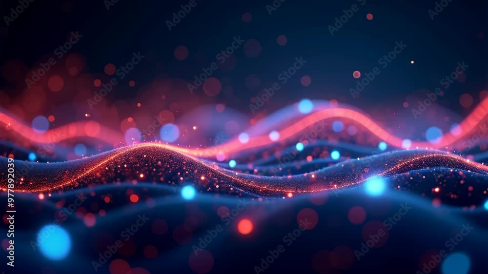 Abstract waves animation in blue and red tones Abstract waves animation in blue and red tones