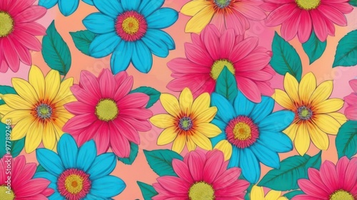 Folk pattern, floral background, wallpaper