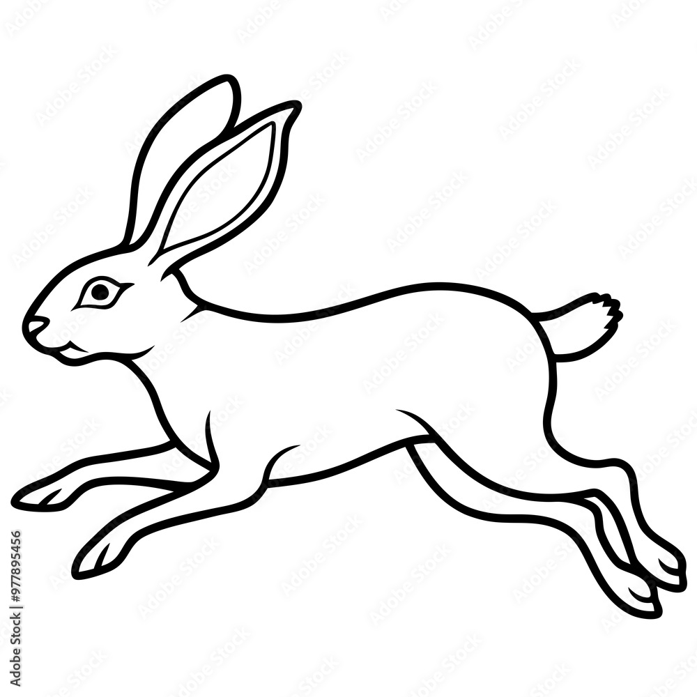 Hare mid-leap, with long ears and legs extended in a fast motion vector Hare mid-leap, with long ears and legs extended in a fast motion vector