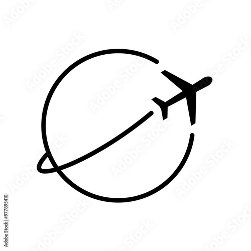 travel around the world, plane over the globe - vector icon