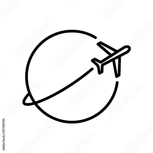 travel around the world, plane over the globe - vector icon