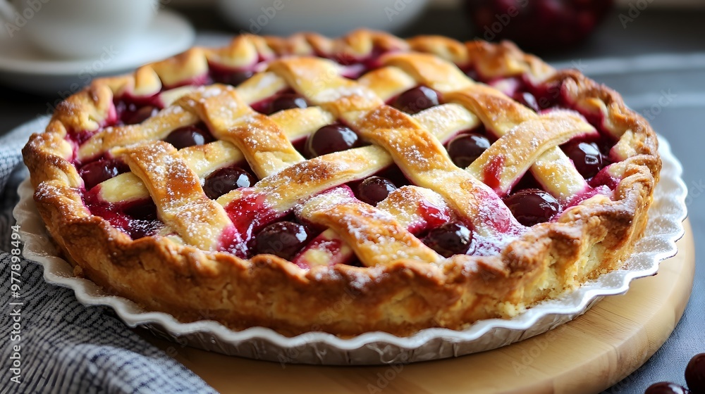 Sour cherry cake with a lattice Sour cherry cake with a lattice