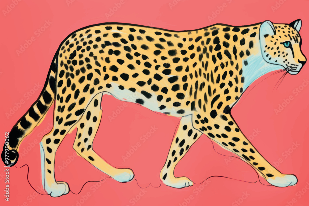 Colorful illustrated leopard art