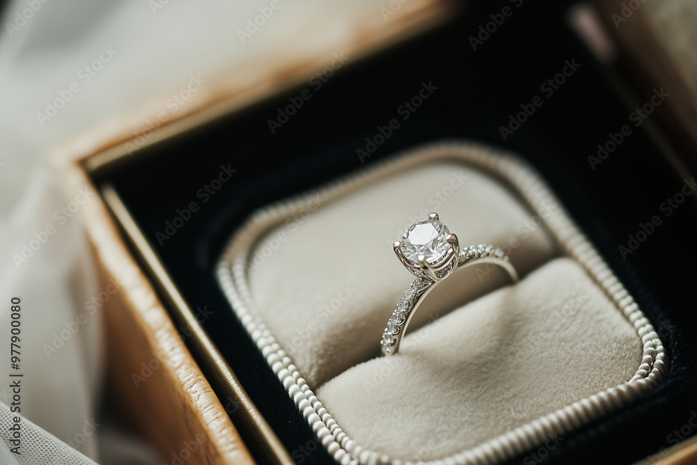 An engagement ring in a elegant box An engagement ring in a elegant box