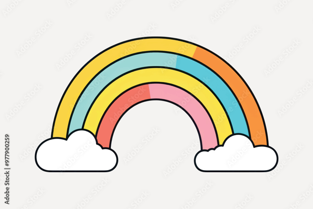 Colorful rainbow with fluffy clouds Colorful rainbow with fluffy clouds