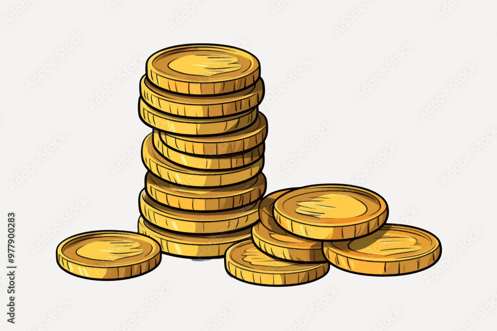 Stacked gold coins illustration