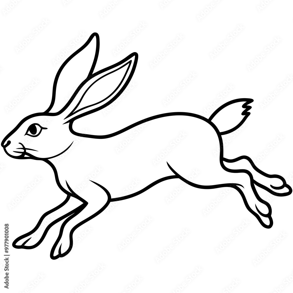 Hare mid-leap, with long ears and legs extended in a fast motion vector Hare mid-leap, with long ears and legs extended in a fast motion vector