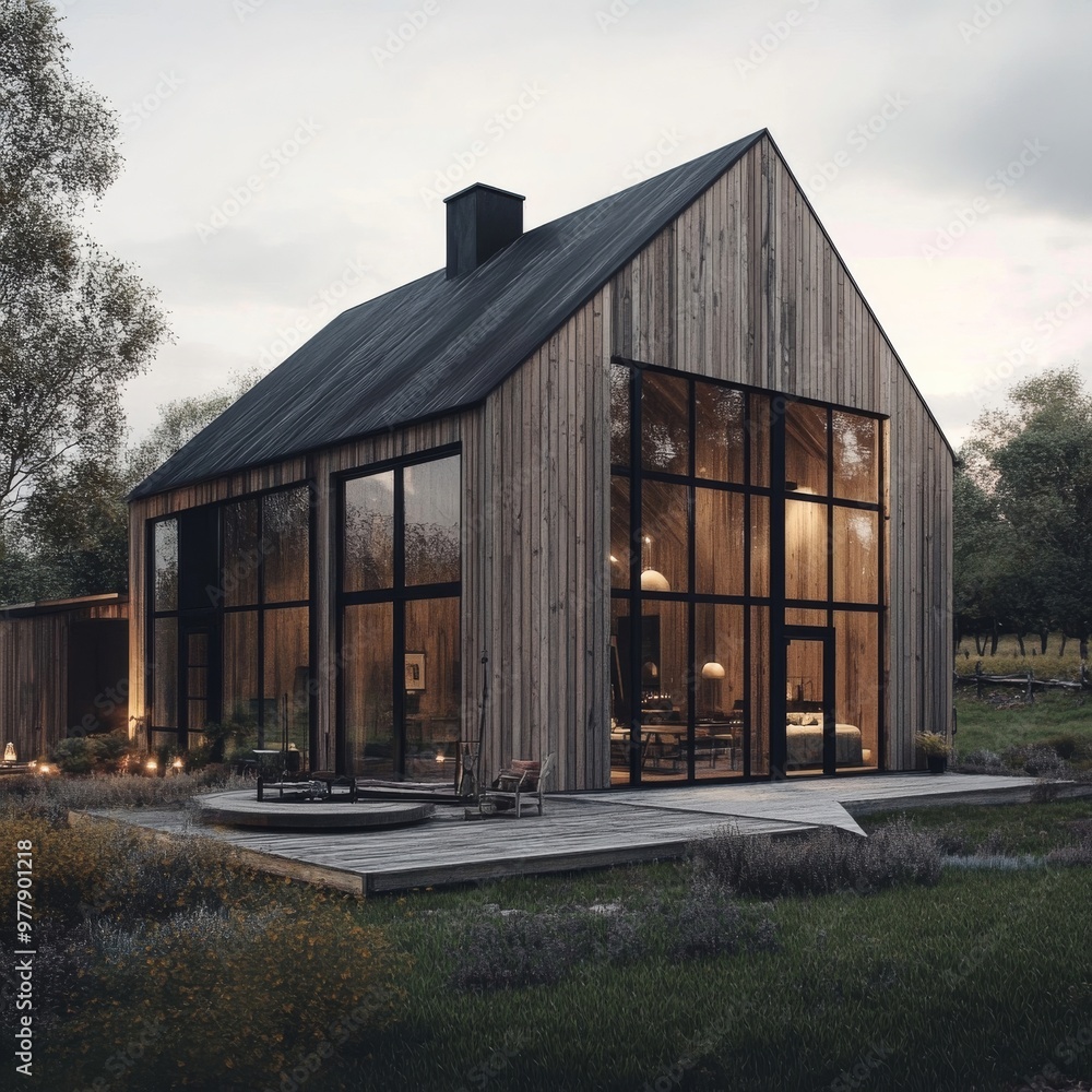 a small wooden house with a black roof a small wooden house with a black roof
