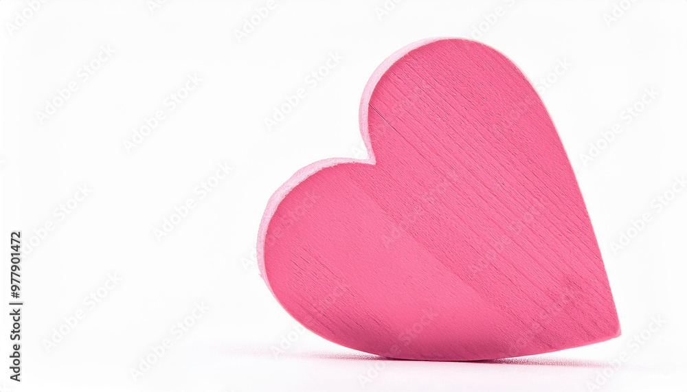 Pink wooden heart shape isolated on white backdrop. Love, romantic, and Valentine's day concept. Pink wooden heart shape isolated on white backdrop. Love, romantic, and Valentine's day concept.